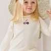 Pima Cotton Vinny Long Sleeve Top - Egret Cherry Love Lilac