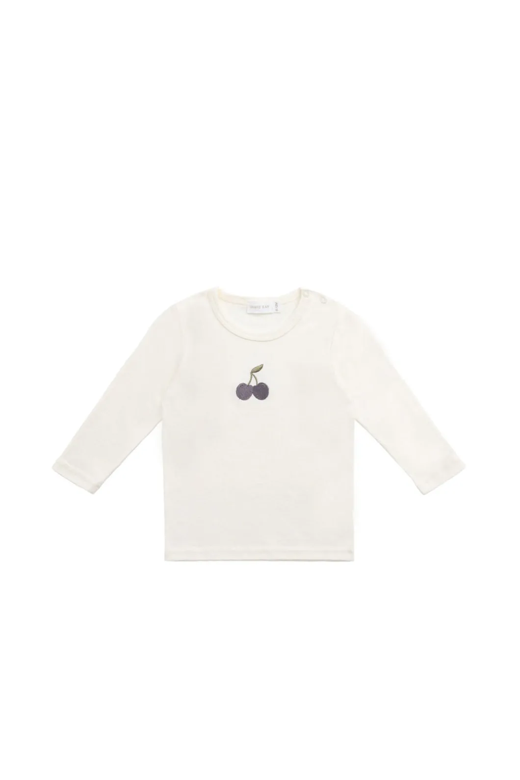 Pima Cotton Vinny Long Sleeve Top - Egret Cherry Love Lilac