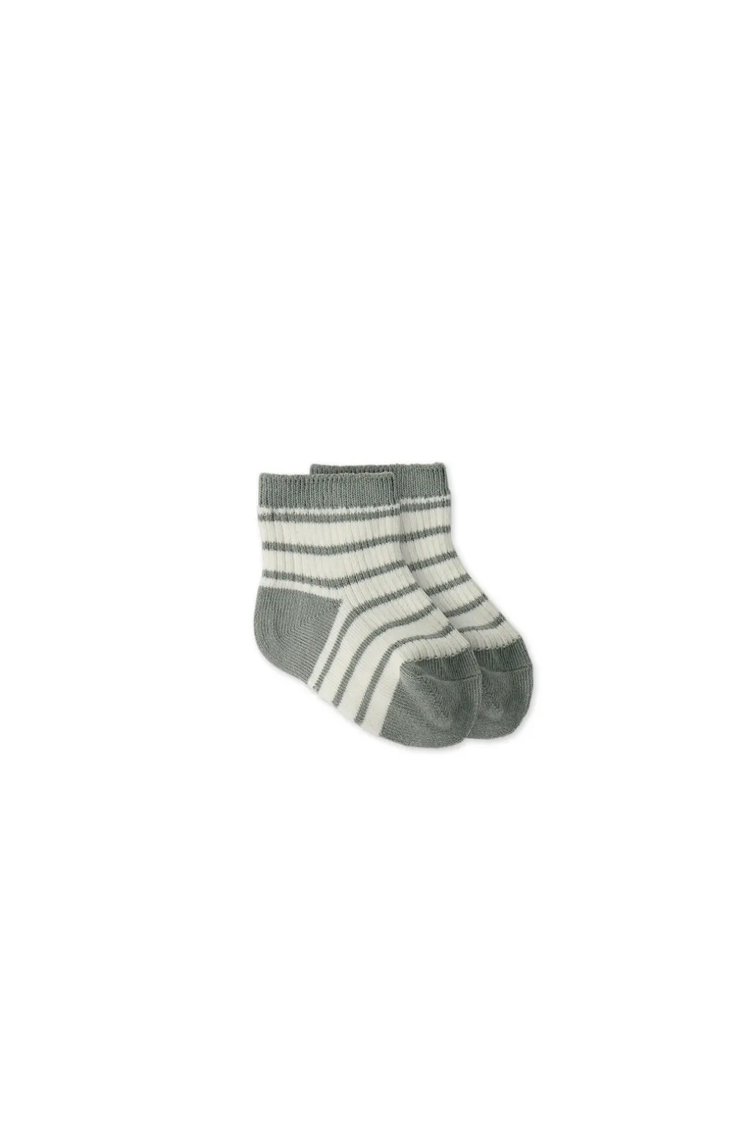 Rocco Stripe Crew Socks - Sage/Cloud