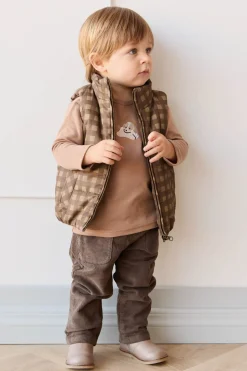 Rudi Puffer Vest - Gingham Shitake