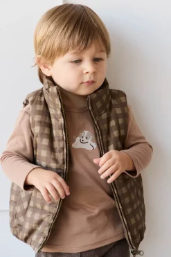 Rudi Puffer Vest - Gingham Shitake
