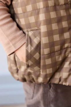 Rudi Puffer Vest - Gingham Shitake