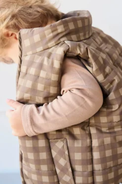 Rudi Puffer Vest - Gingham Shitake