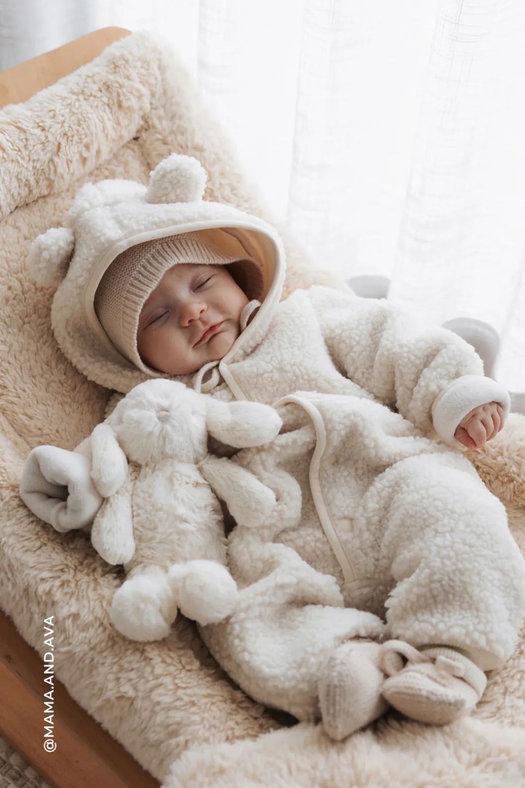 Sasha Recycled Polyester Sherpa Onepiece - Natural